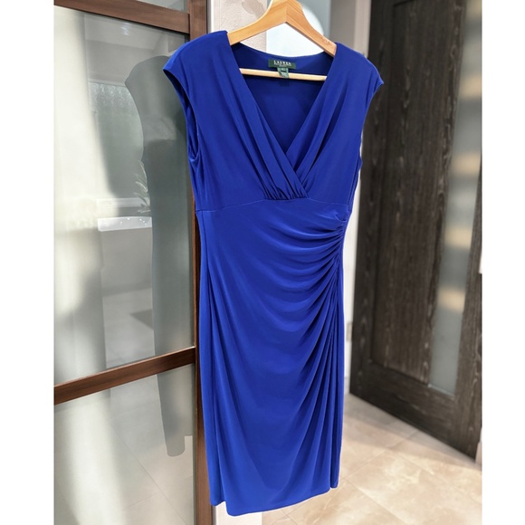 Lauren Ralph Lauren Dresses & Skirts - RALPH LAUREN Side-ruched Sheath Dress - Cobalt Blue Size 6